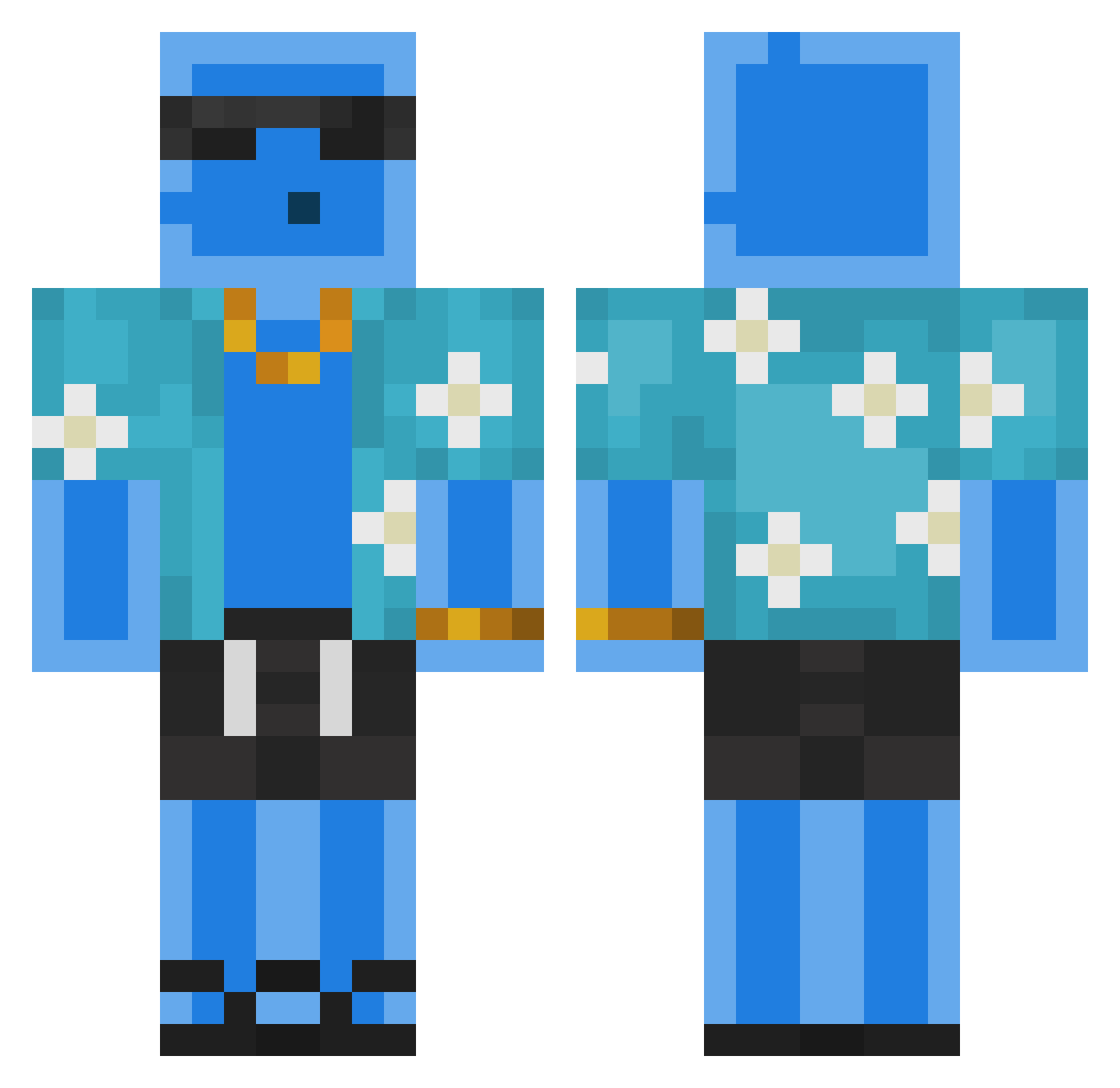 waterLord27 Minecraft skin, front and back view