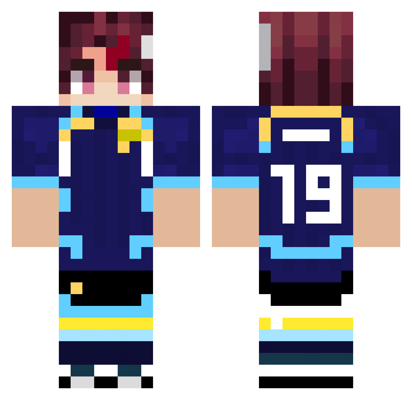 Santi_XDW Minecraft skin, front and back view