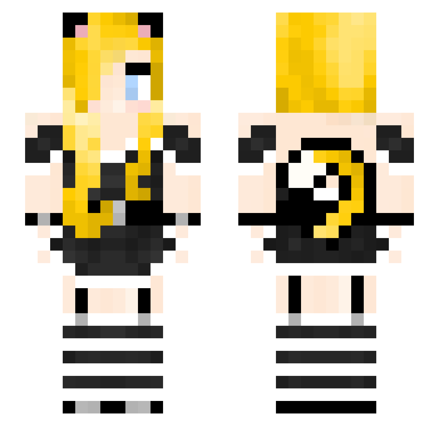 Silverise Minecraft skin, front and back view
