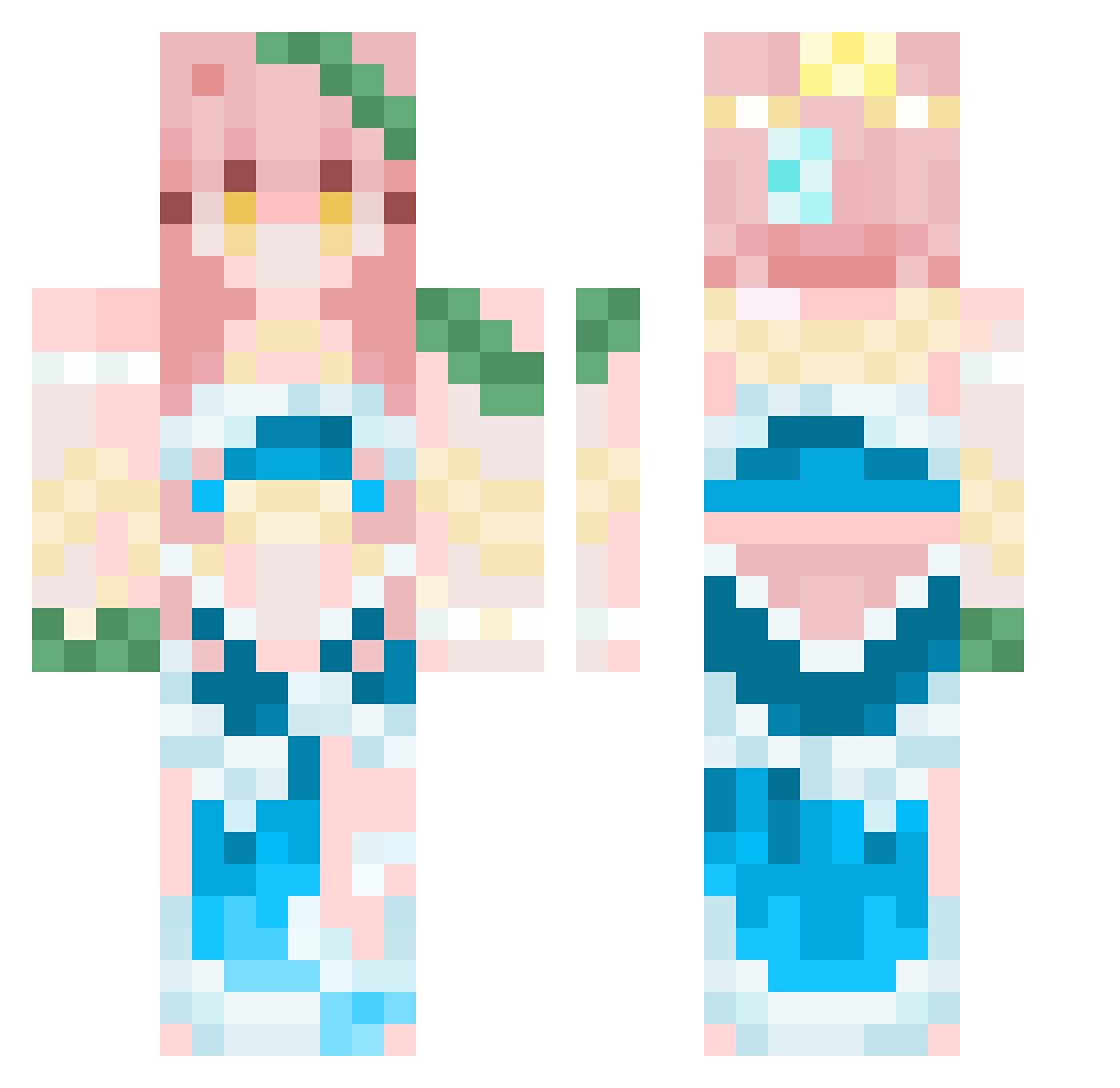 SwagSwaggy Minecraft skin, front and back view
