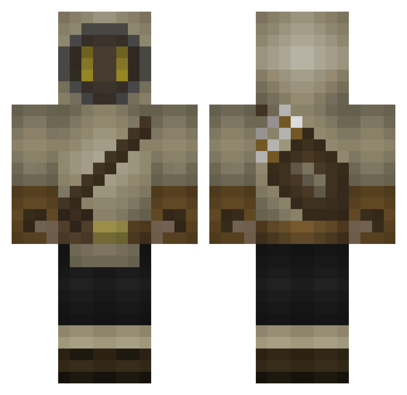 Ryukechy Minecraft skin, front and back view
