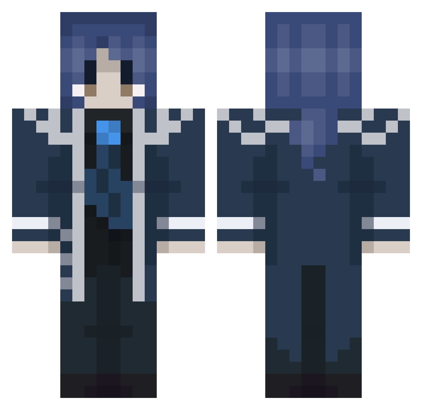 FalloutPedia Minecraft skin, front and back view