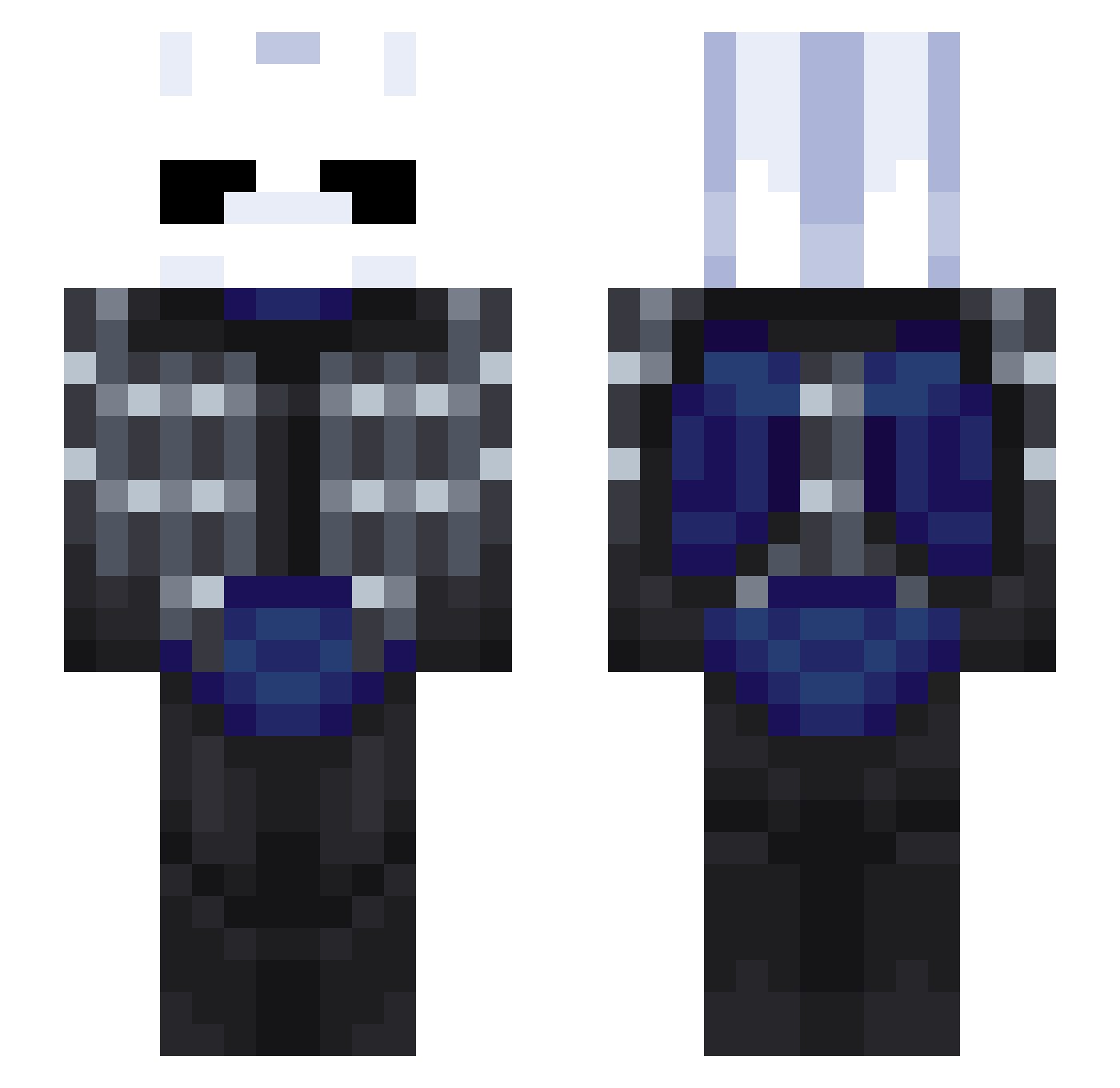 Skateboards Minecraft skin, front and back view