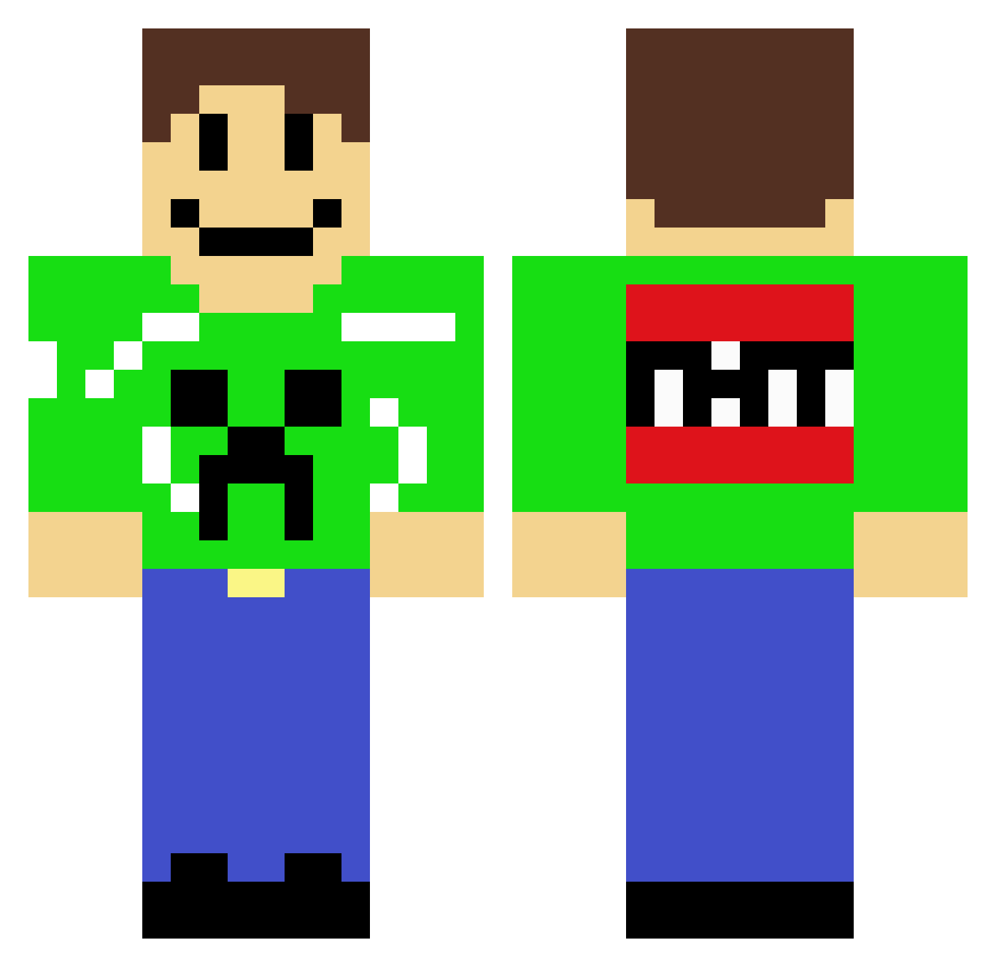 Urban_Herobrine Minecraft skin, front and back view