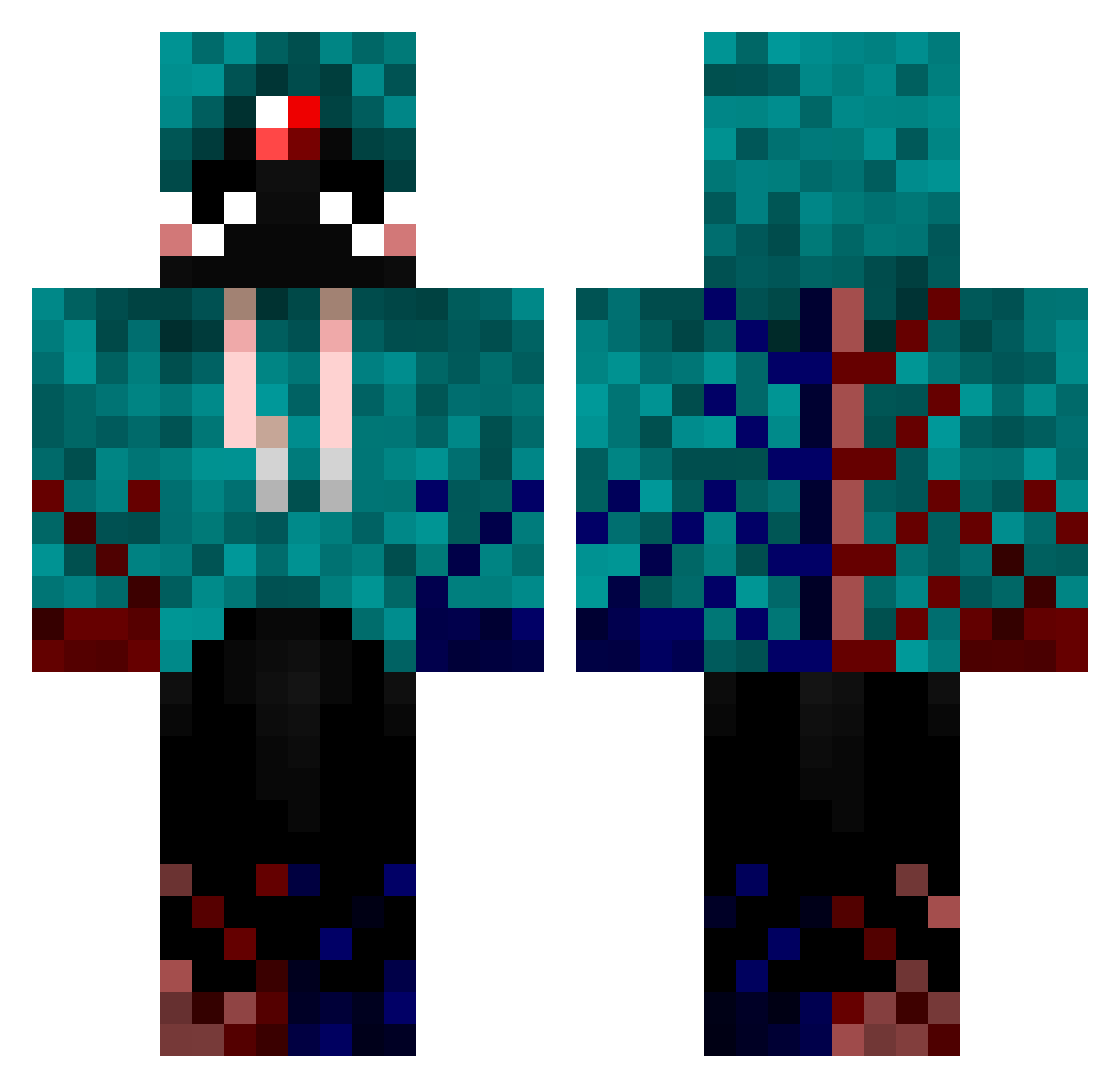 Rawrexdee Minecraft skin, front and back view