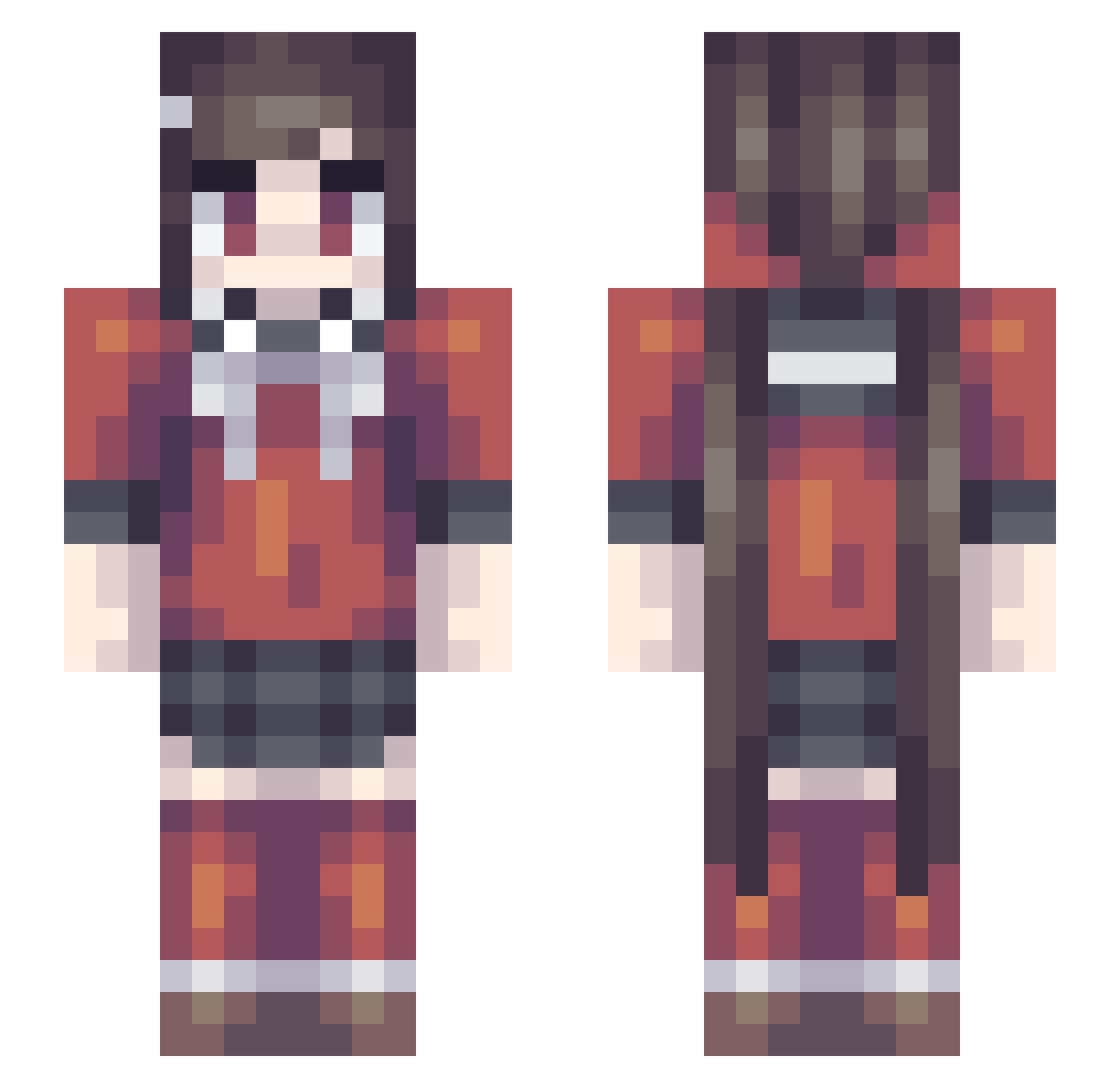 Makinier Minecraft skin, front and back view