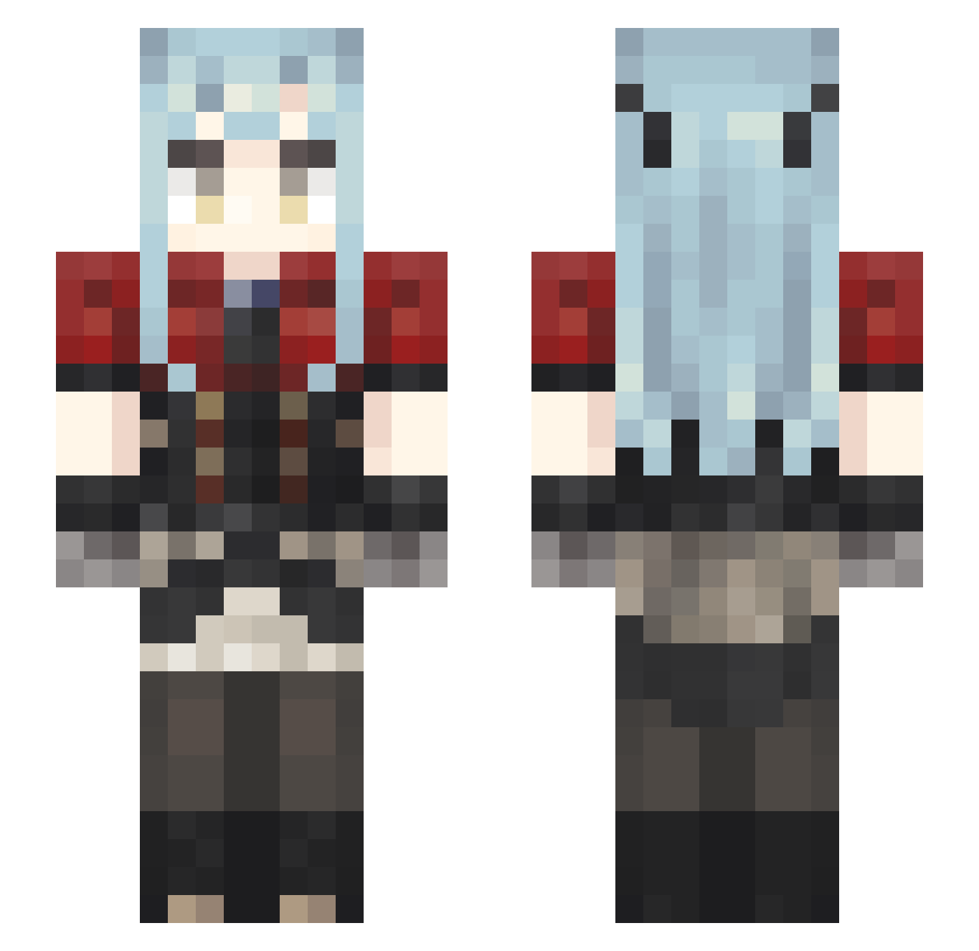 Raincross Minecraft skin, front and back view