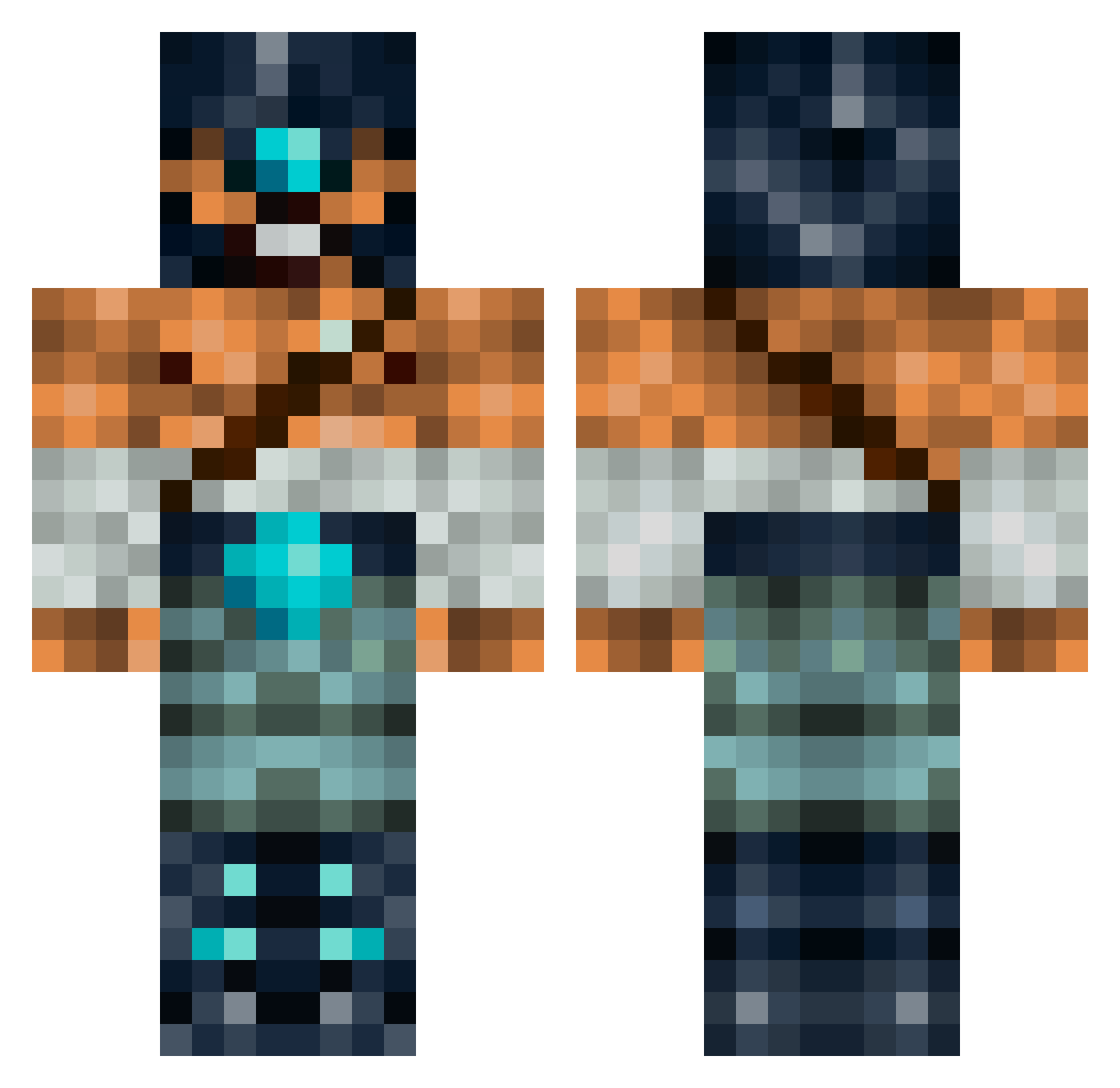 eyno Minecraft skin, front and back view