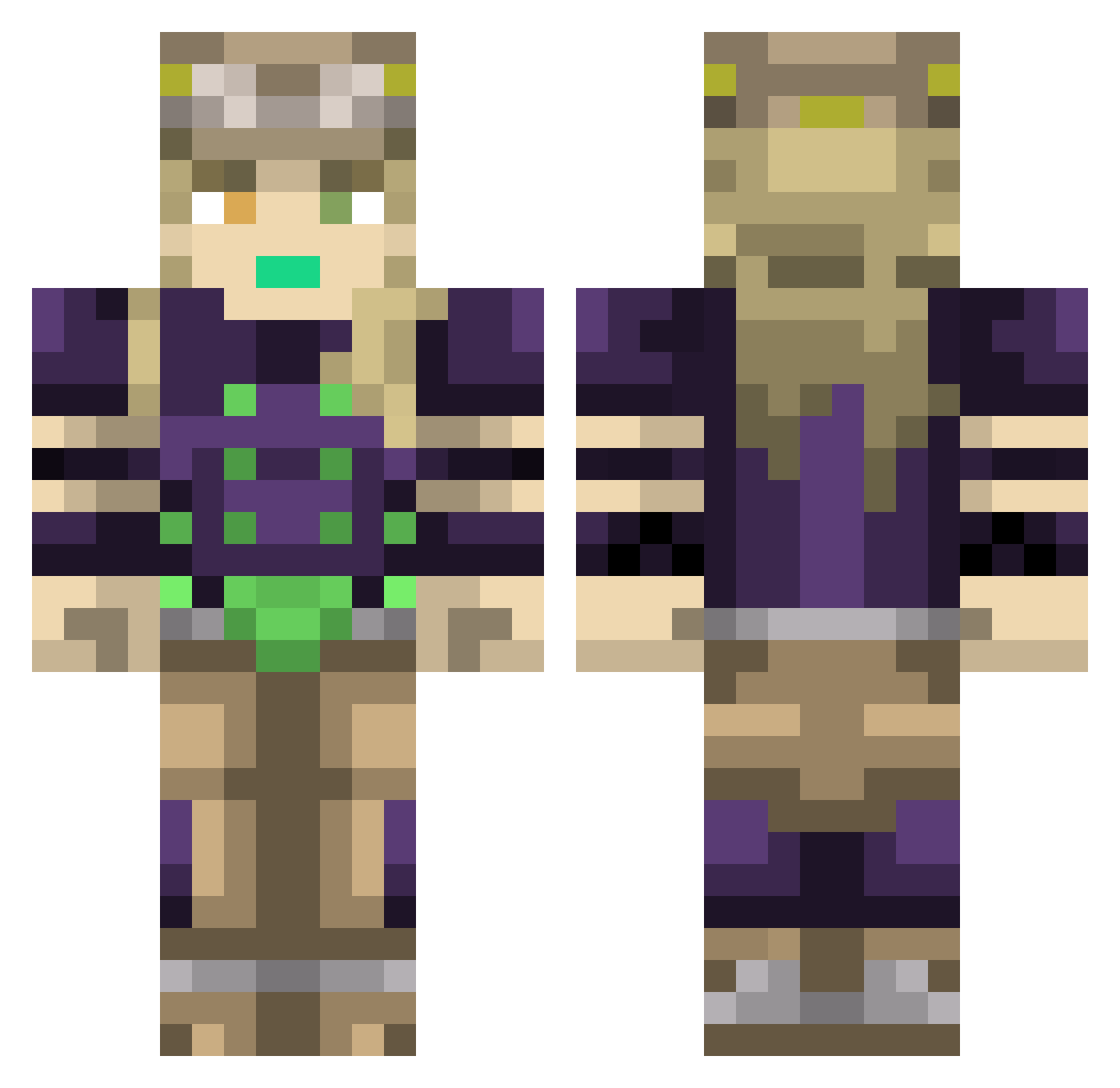 Diphthong Minecraft skin, front and back view