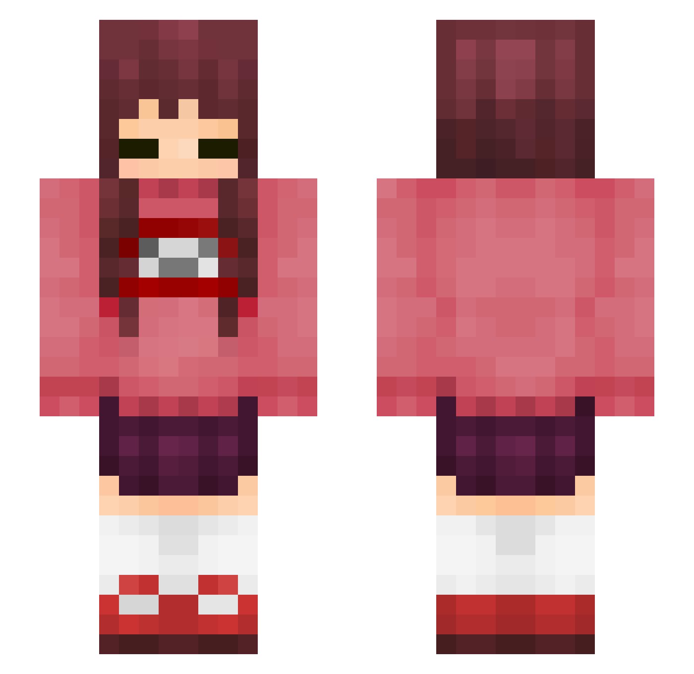 Spookster64 Minecraft skin, front and back view