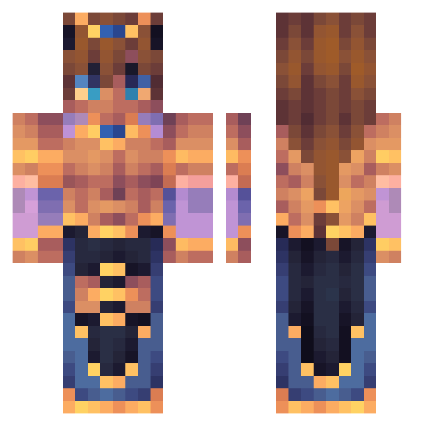 Cadeio Minecraft skin, front and back view