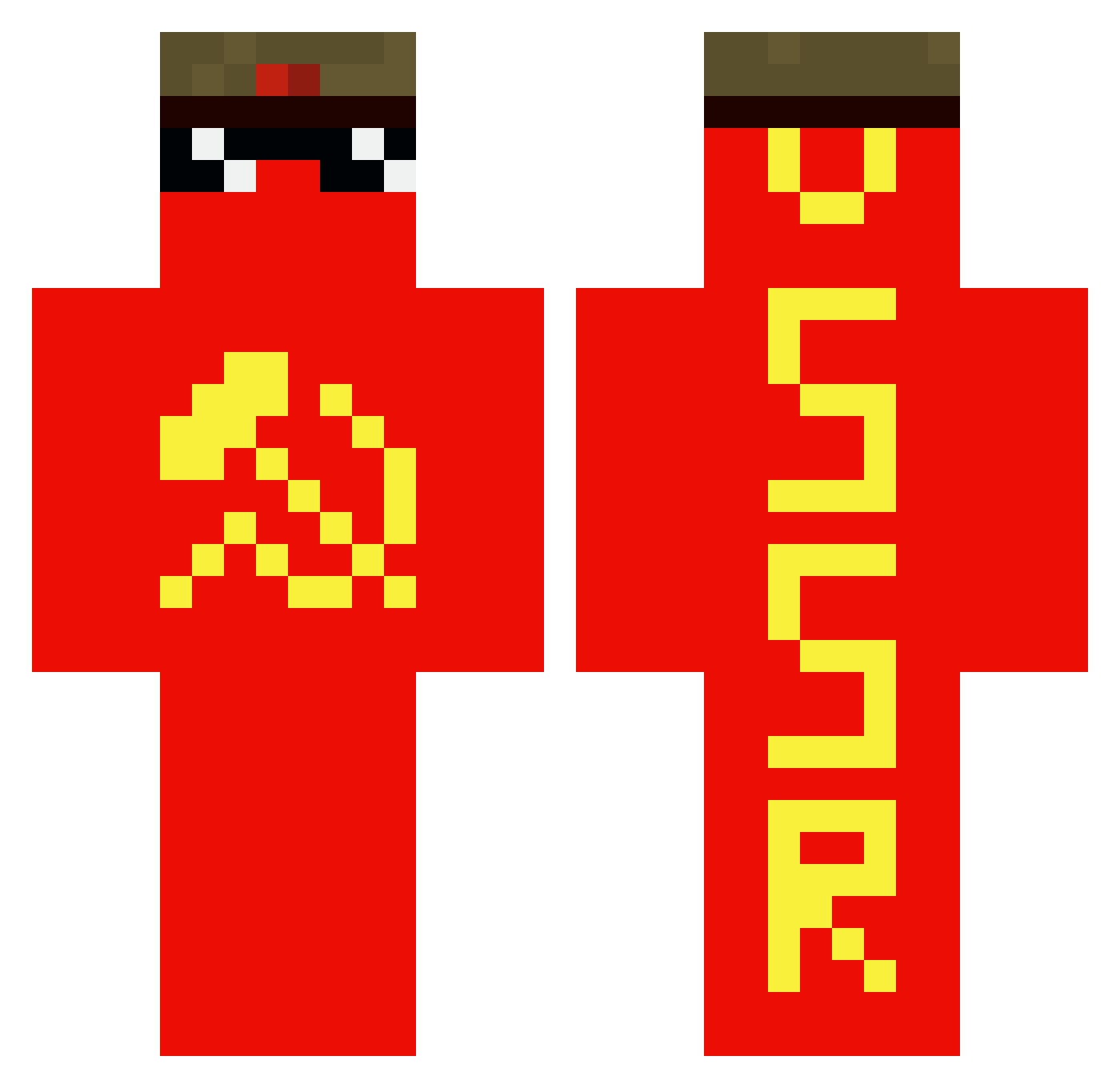 Curlbrah Minecraft skin, front and back view
