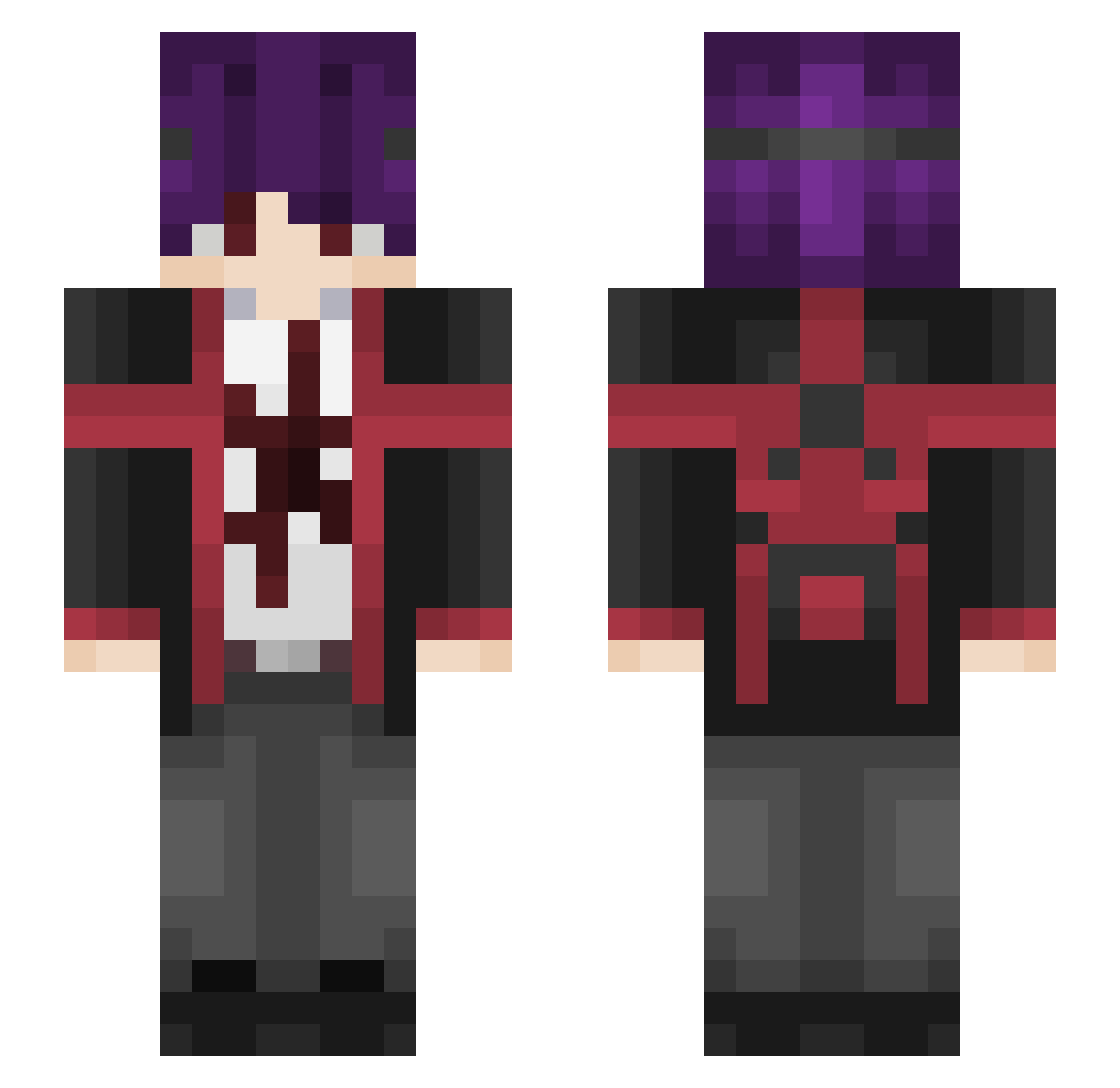 Poisem Minecraft skin, front and back view