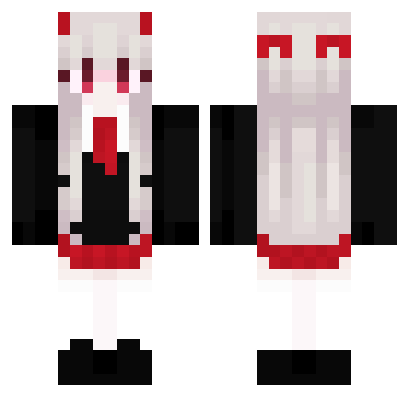Waff2l Minecraft skin, front and back view