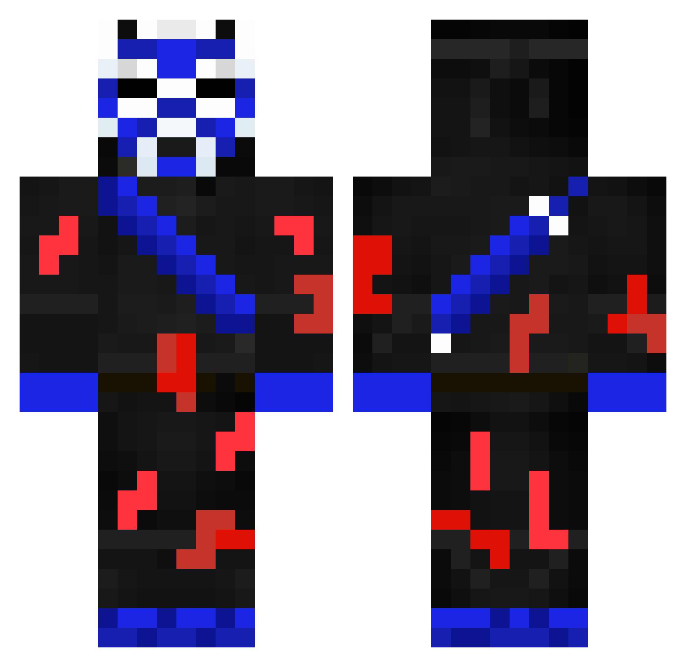 JustKilluxa Minecraft skin, front and back view