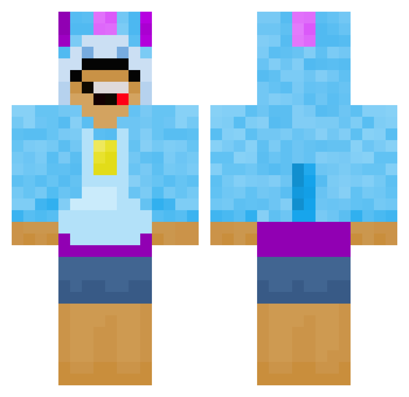 Kemuri Minecraft skin, front and back view