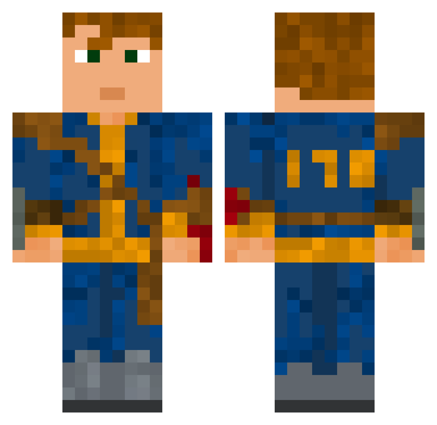 daybed Minecraft skin, front and back view