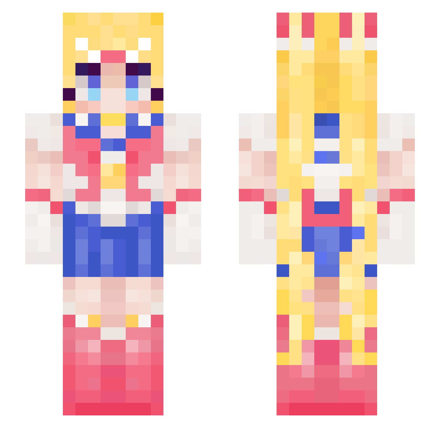 edameme Minecraft skin, front and back view