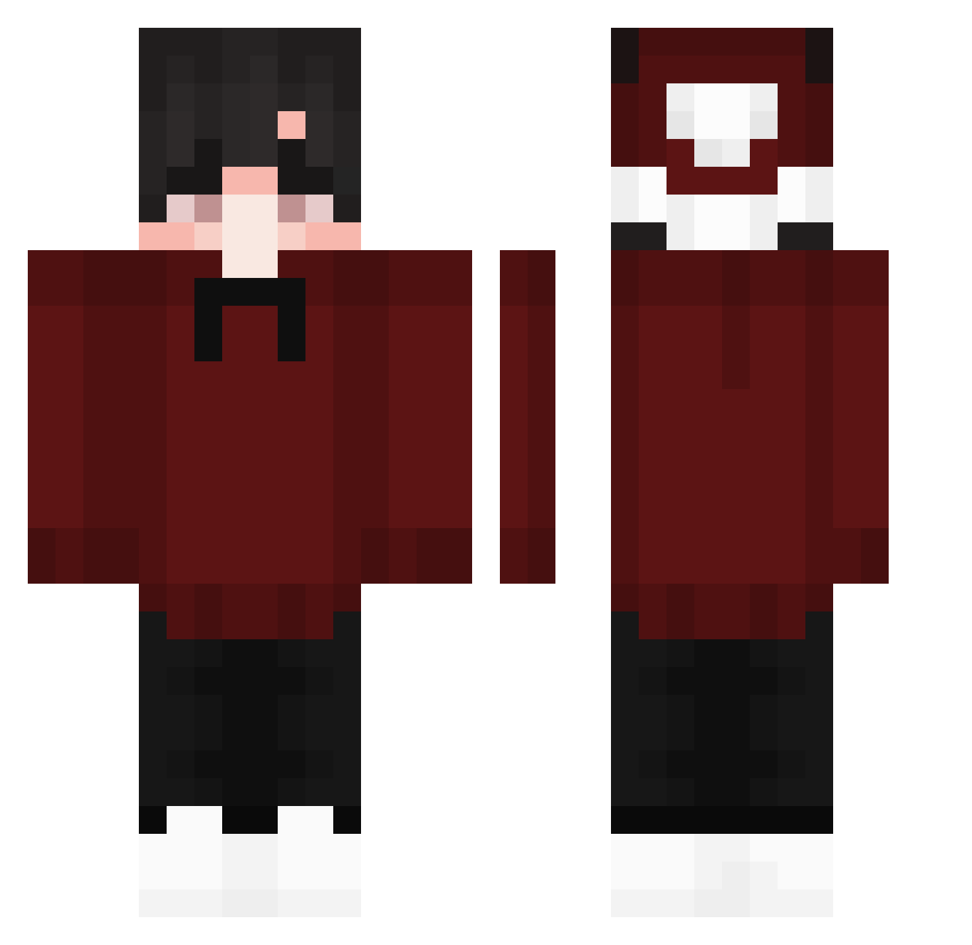 Nakiri_Ayameee Minecraft skin, front and back view