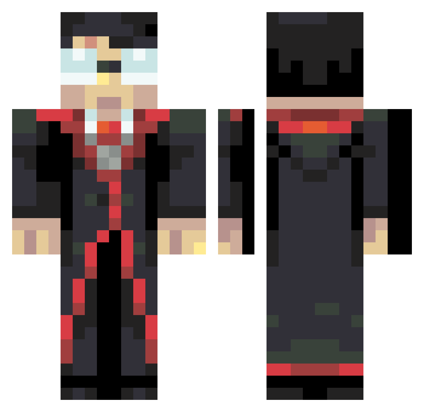Grianic Minecraft skin, front and back view