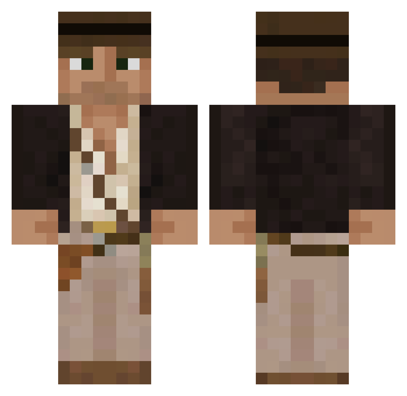 RekTheHalls Minecraft skin, front and back view