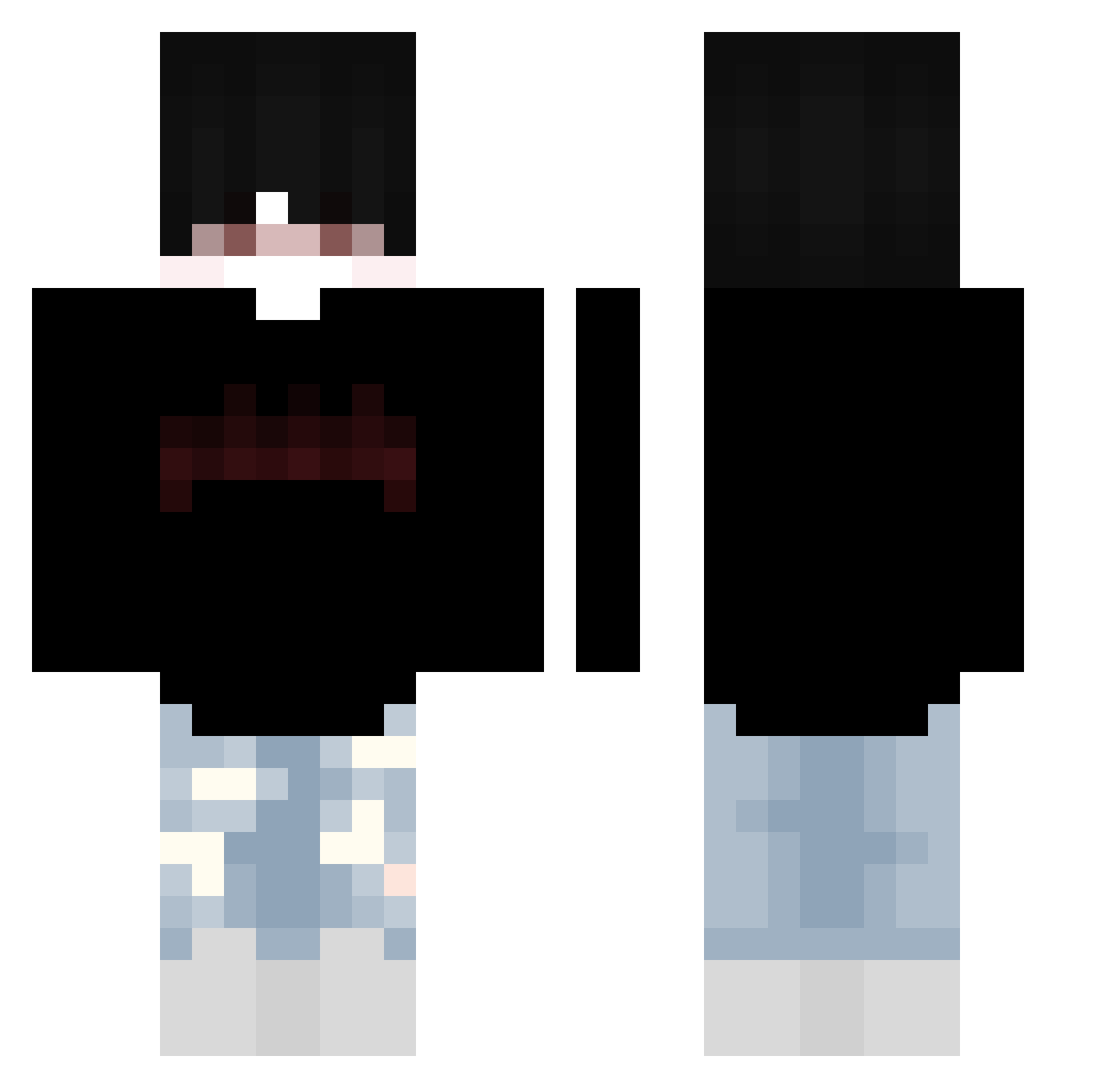 Jaincrack Minecraft skin, front and back view