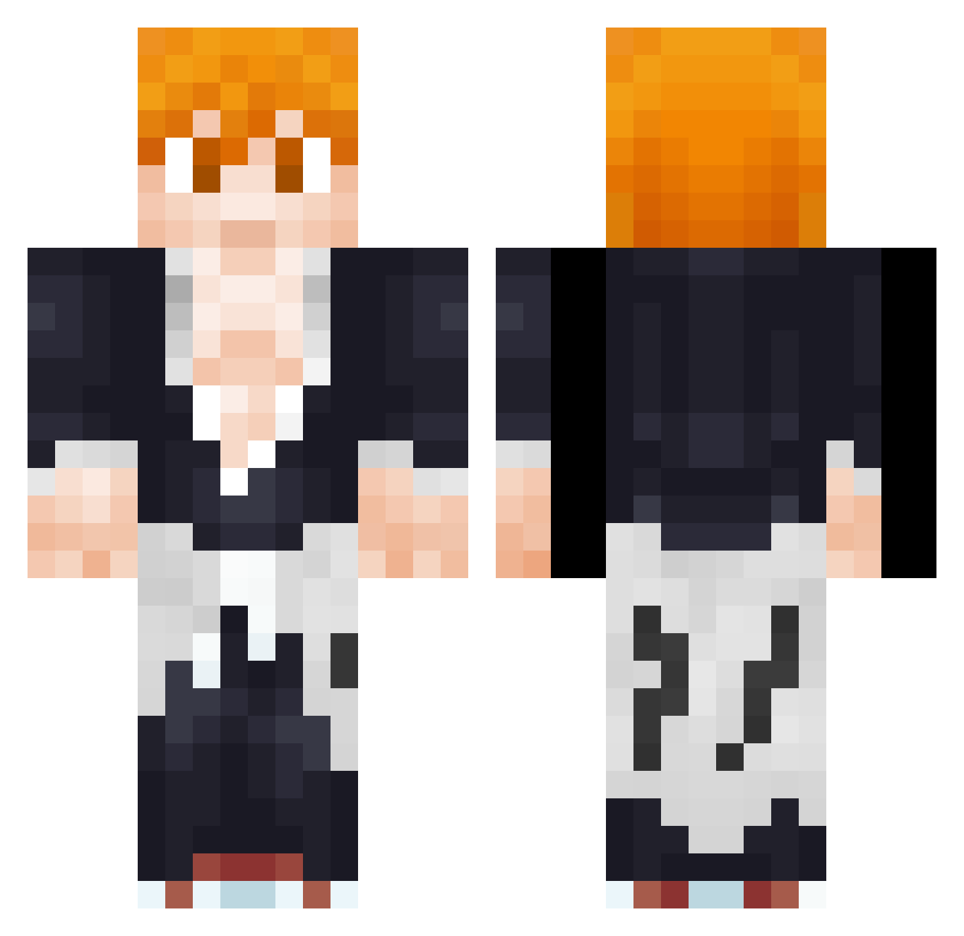 BoxMan3 Minecraft skin, front and back view