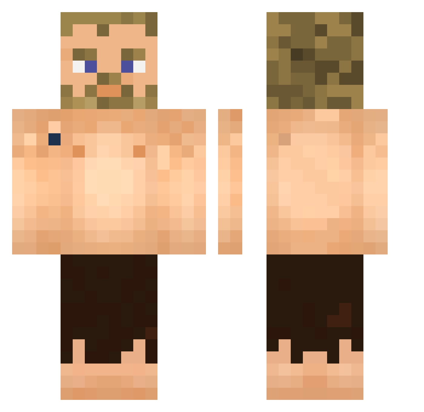 Shaftman Minecraft skin, front and back view