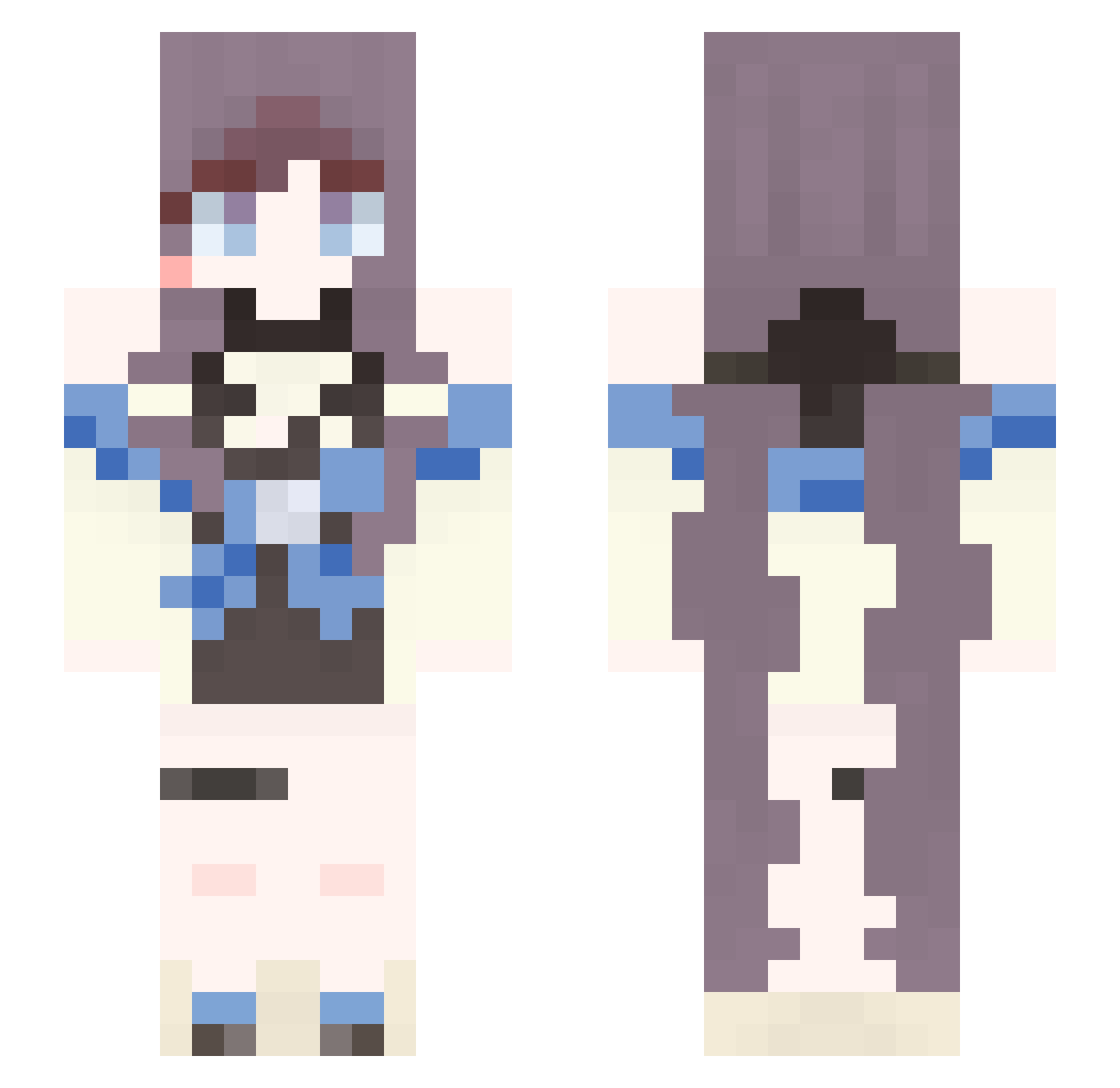 YBYBXYZ Minecraft skin, front and back view