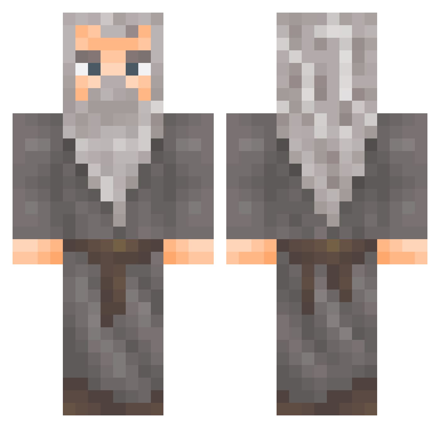 PepeHamp Minecraft skin, front and back view