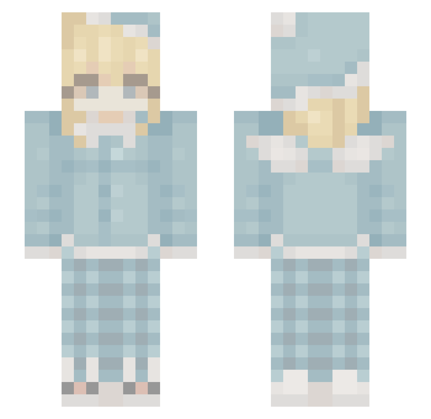 HazyBlue Minecraft skin, front and back view