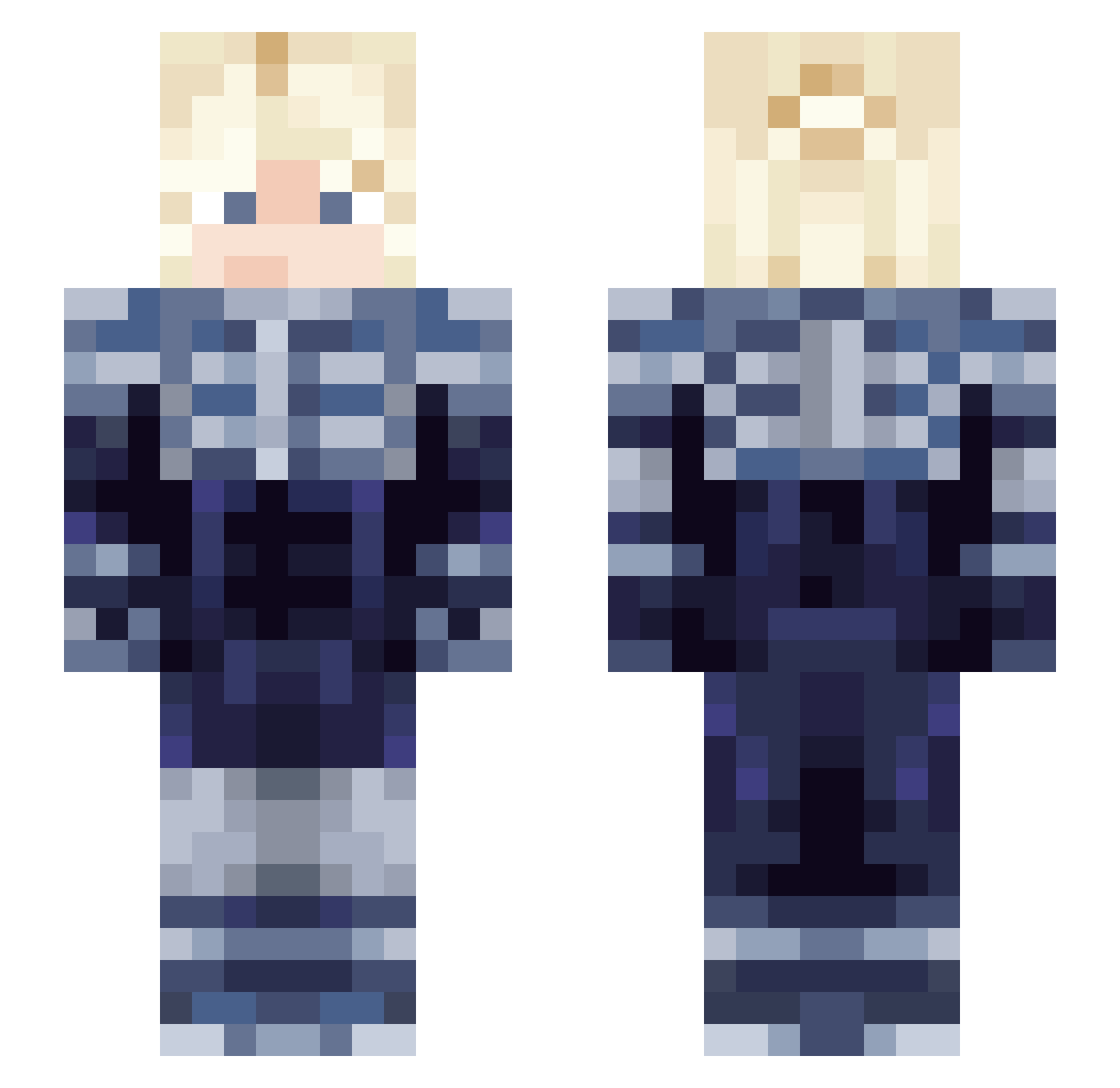 tiknik Minecraft skin, front and back view