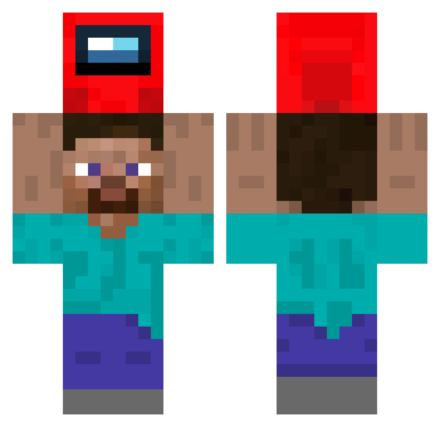minerkolikol Minecraft skin, front and back view