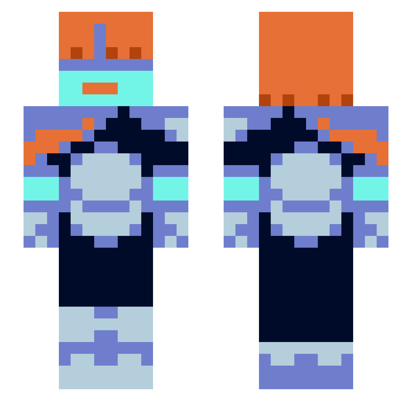QuartzWaw Minecraft skin, front and back view