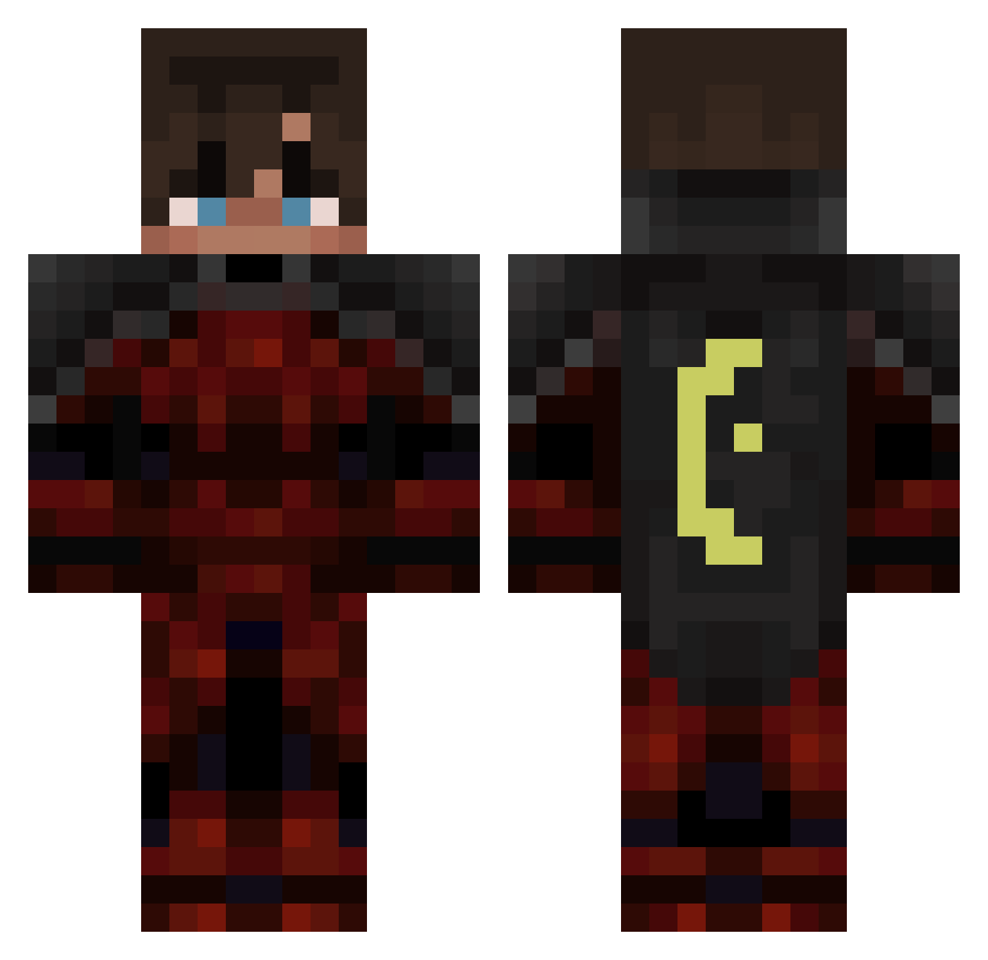 Orixter Minecraft skin, front and back view