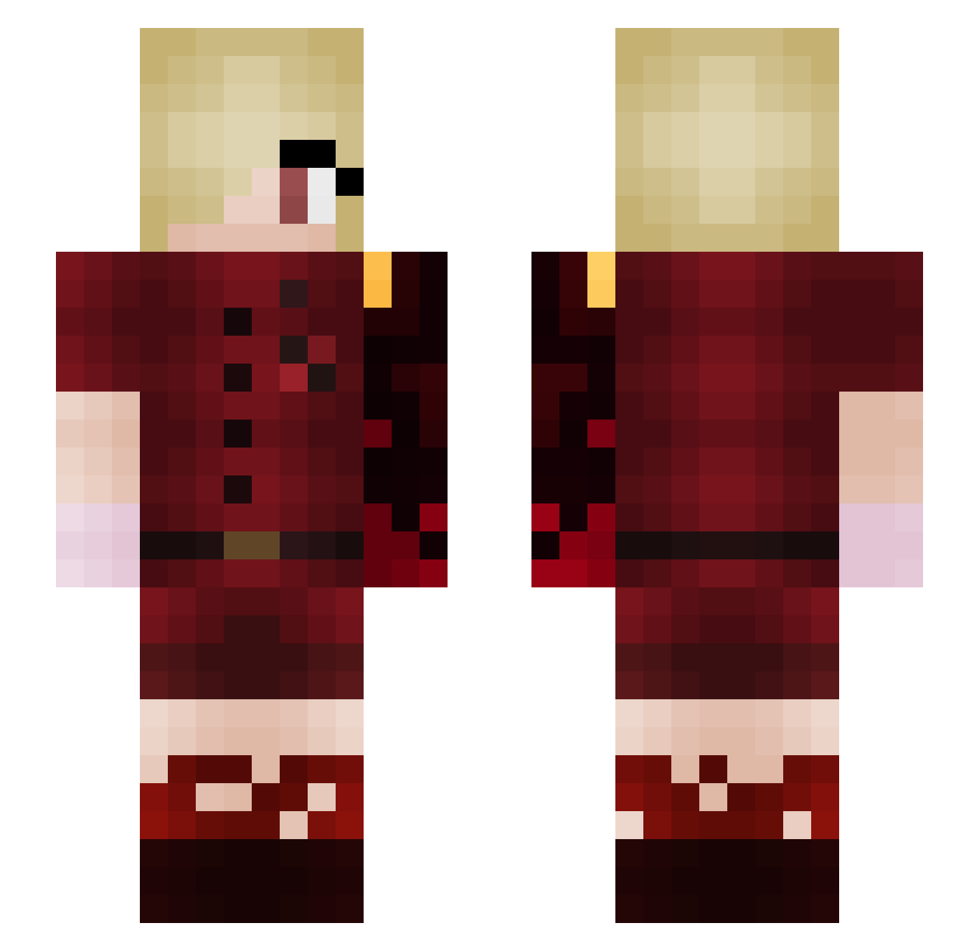 ob3cura Minecraft skin, front and back view