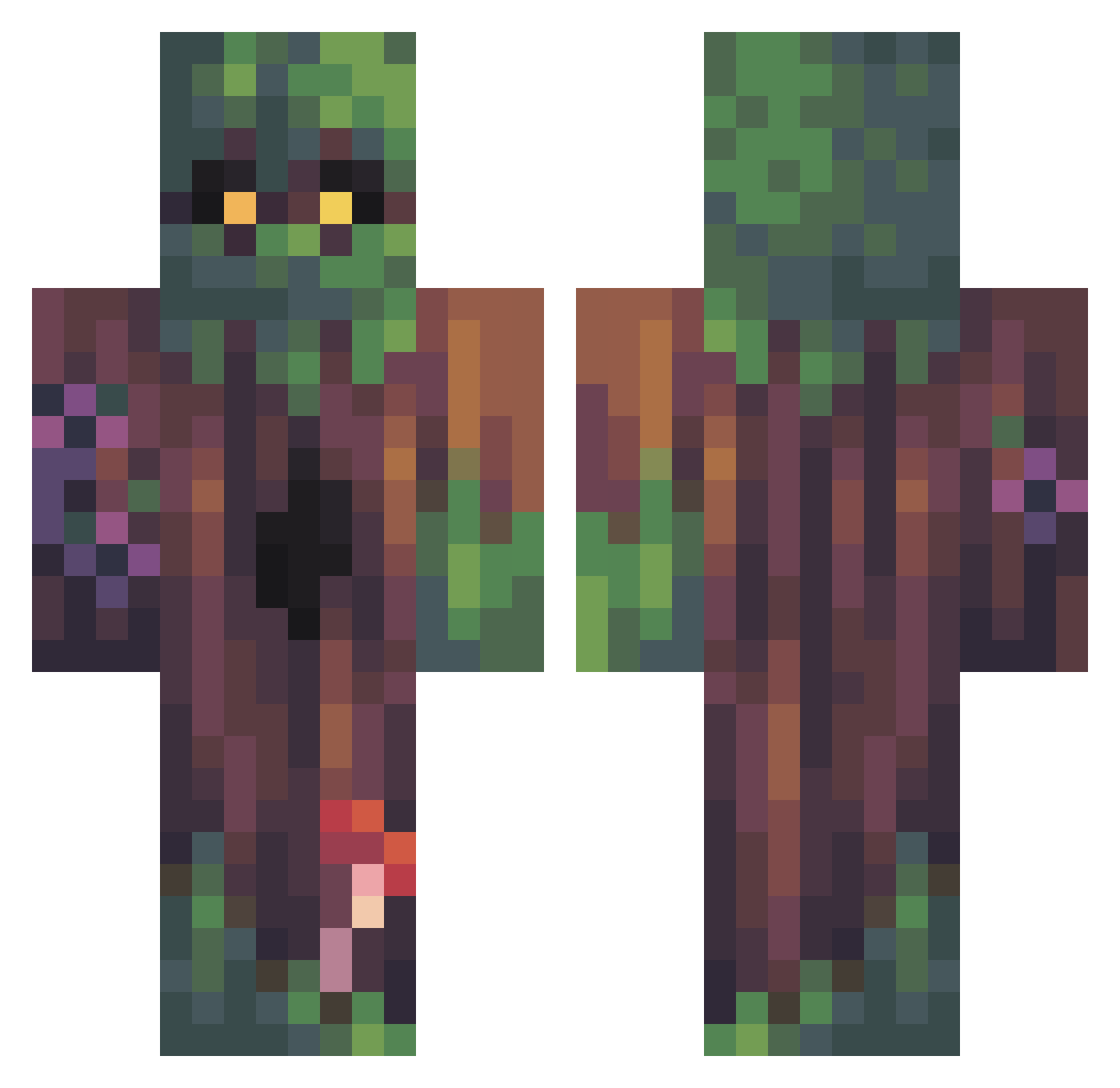 w638 Minecraft skin, front and back view