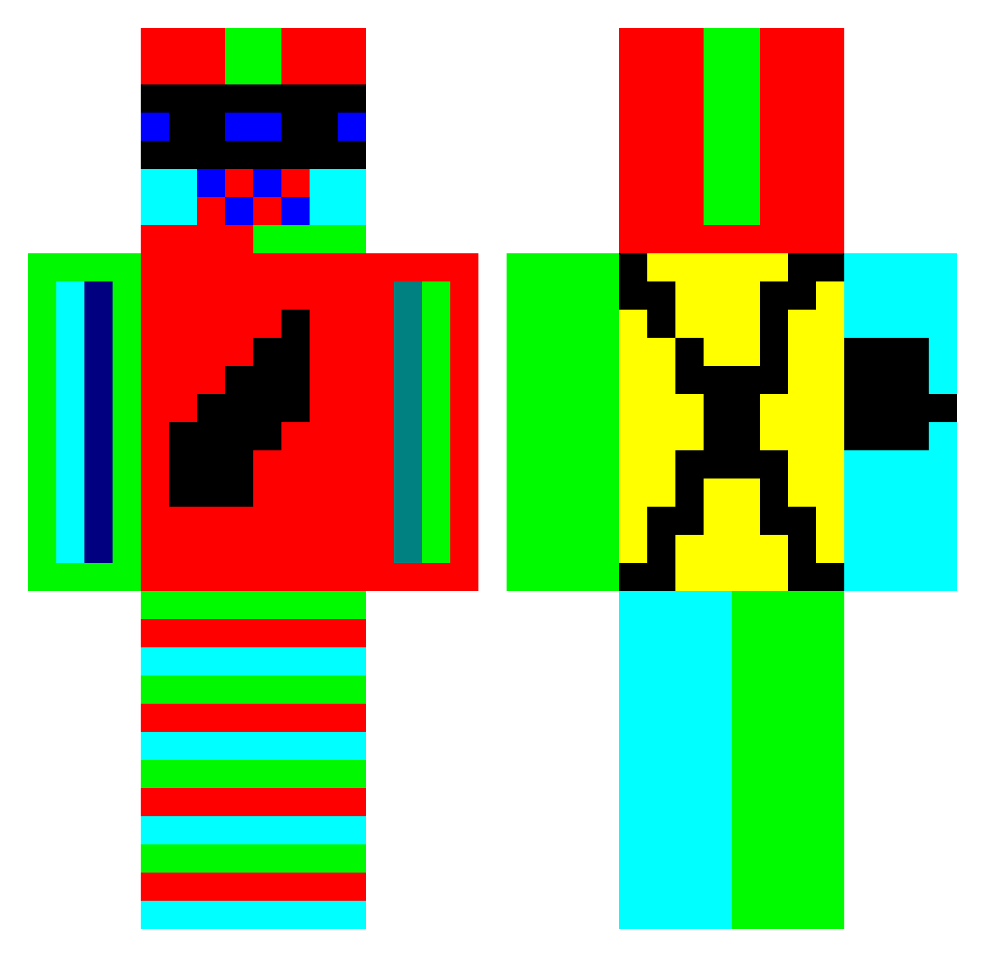 BENCEBOX Minecraft skin, front and back view