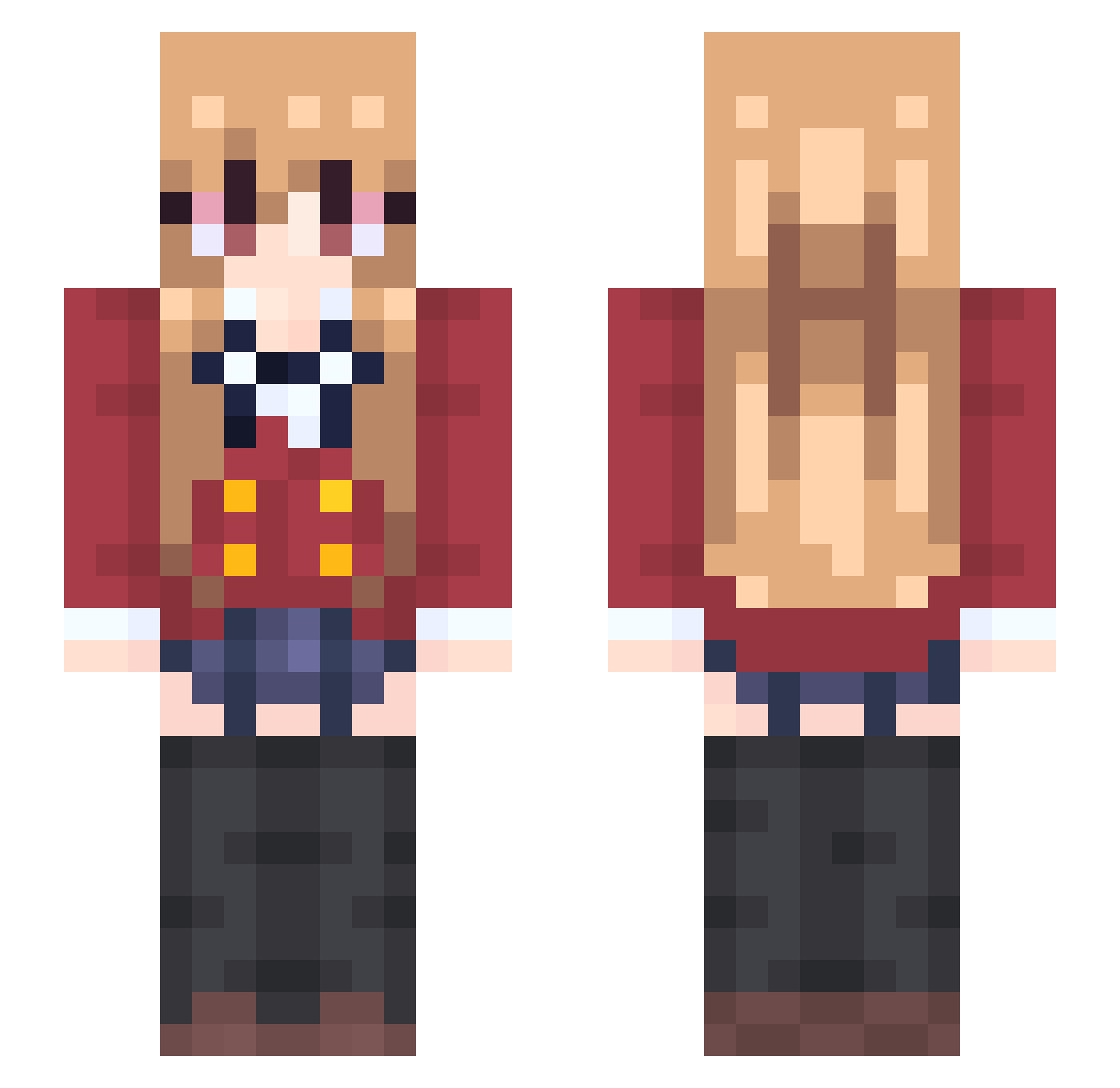 any1ne Minecraft skin, front and back view