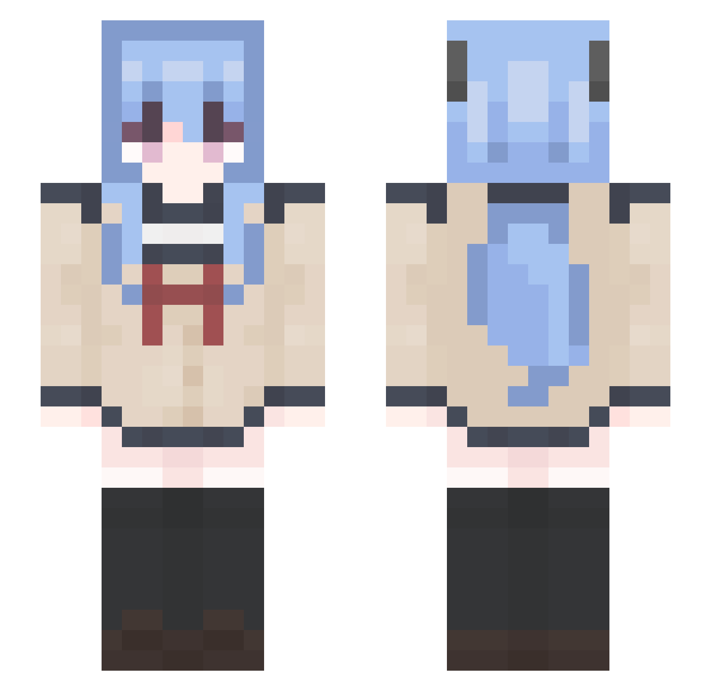 velyann Minecraft skin, front and back view