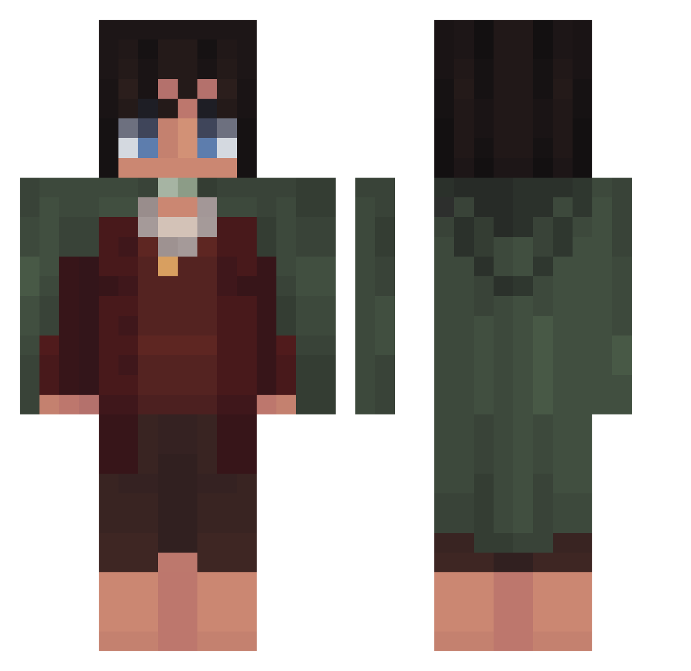 PadaPo Minecraft skin, front and back view
