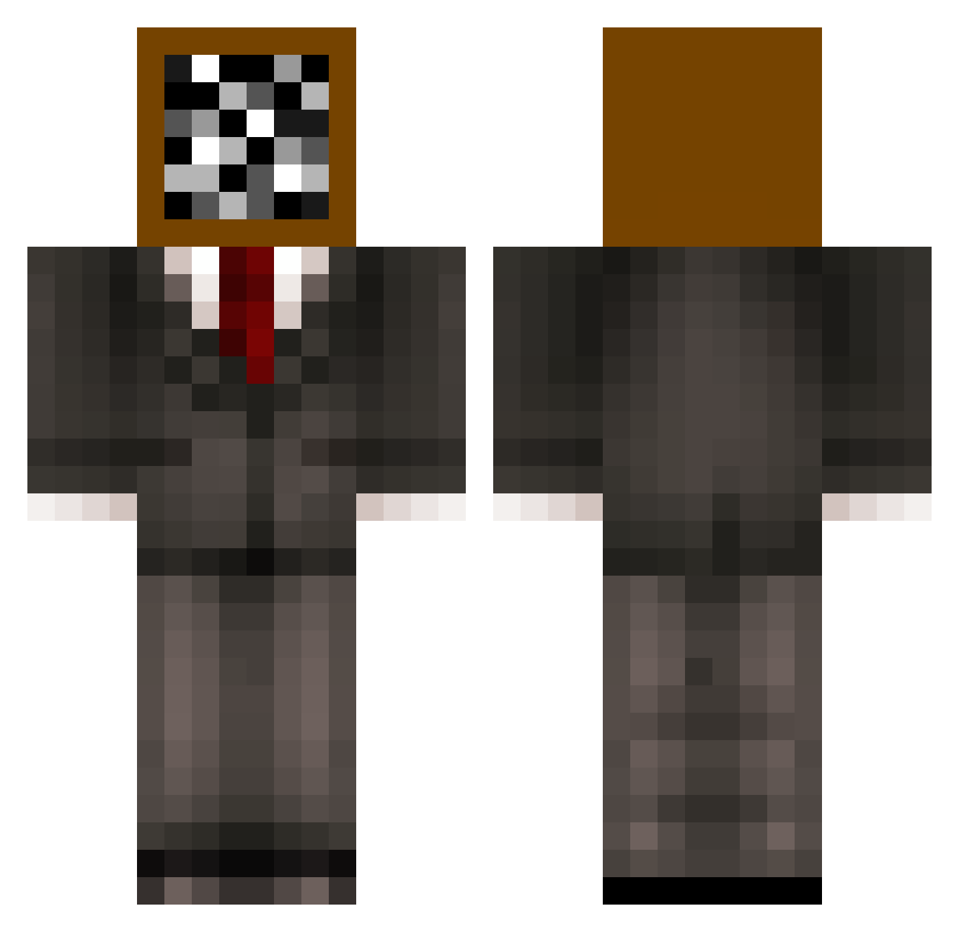 TheFaultyChannel Minecraft skin, front and back view