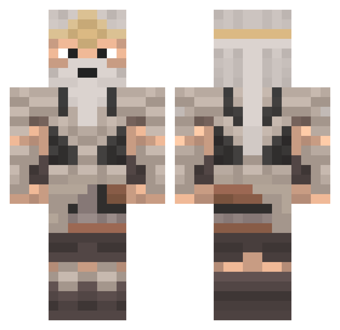 elemich Minecraft skin, front and back view