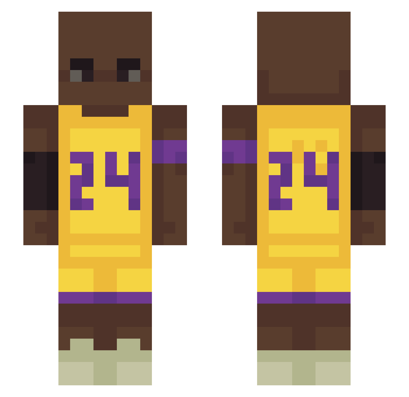 suviun Minecraft skin, front and back view