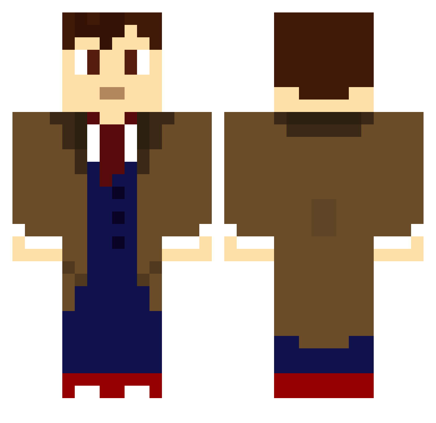 TardisMaster13 Minecraft skin, front and back view