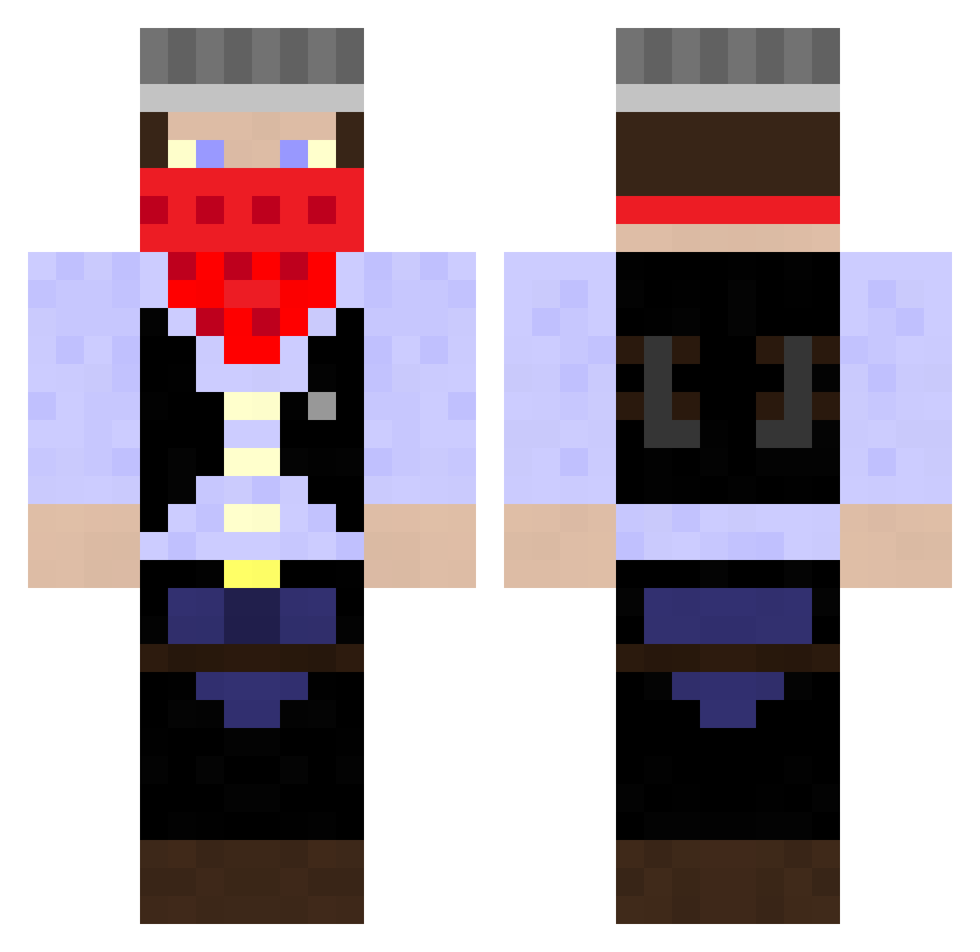 rizzle Minecraft skin, front and back view