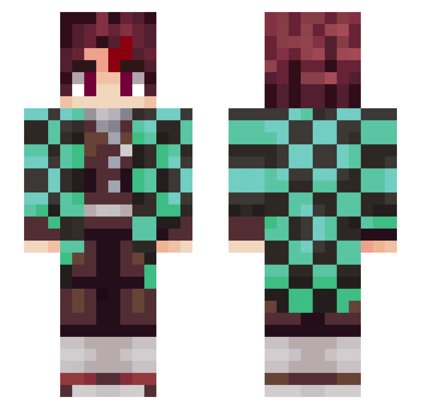 cludx Minecraft skin, front and back view