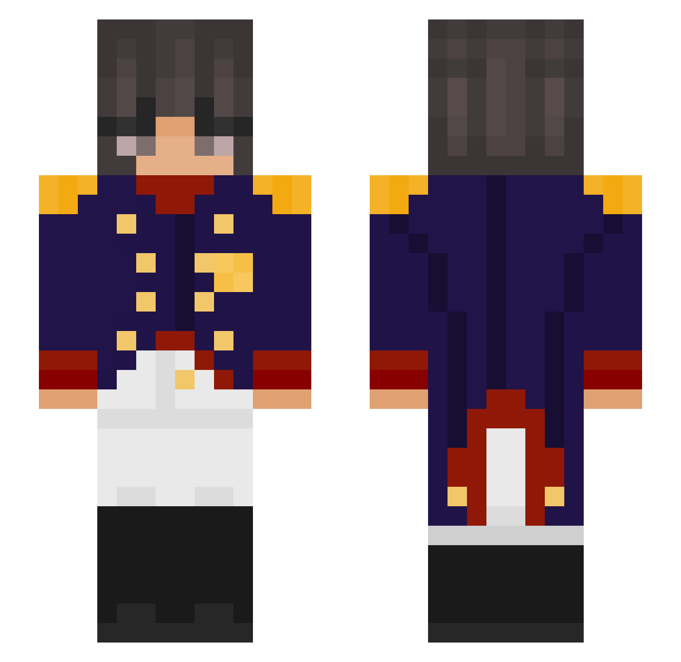 Loyal_To_Royal Minecraft skin, front and back view