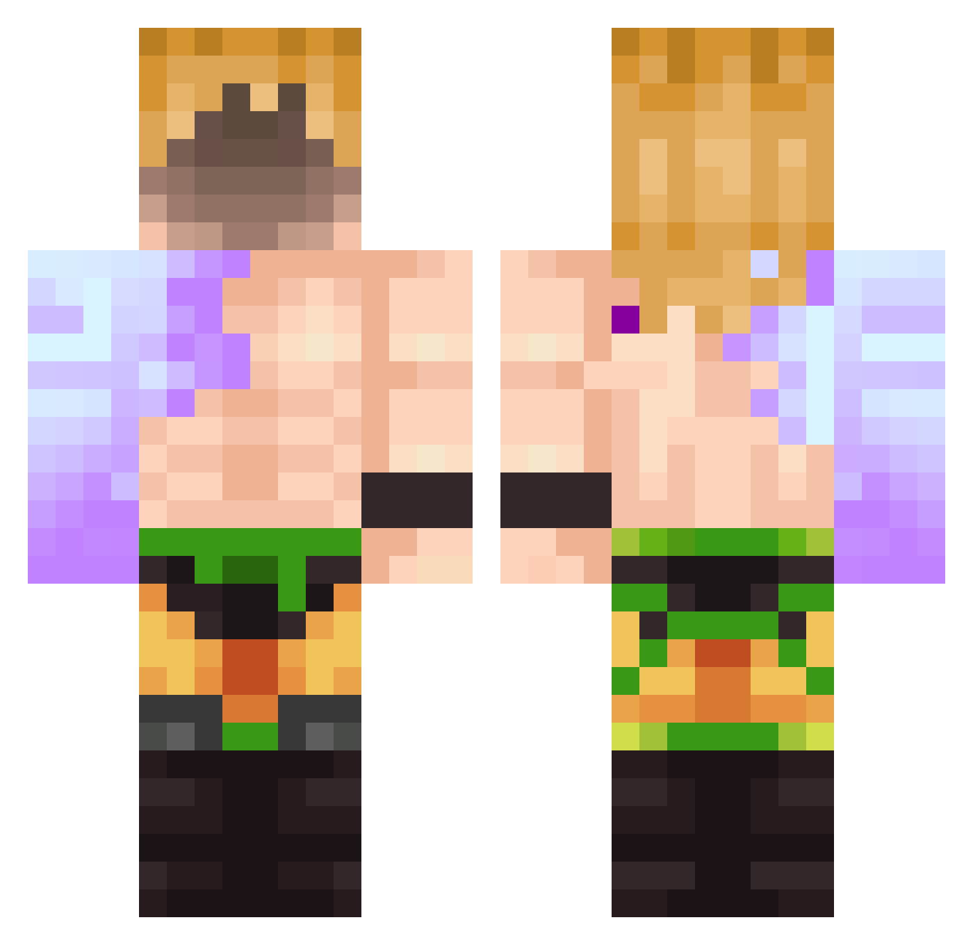 AJCD Minecraft skin, front and back view