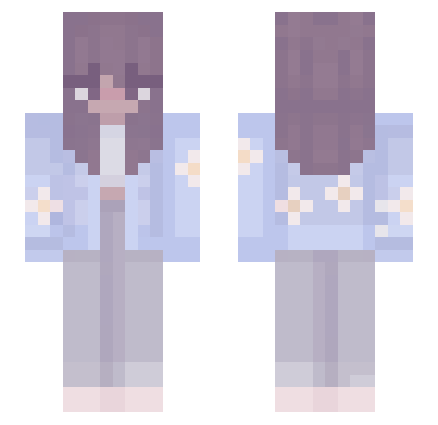 Sapphiretwist Minecraft skin, front and back view